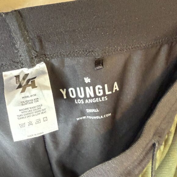 YoungLA 2-in-1 Shorts with Leggings Gym Running Training Pants Olive Black Small - Picture 3 of 7